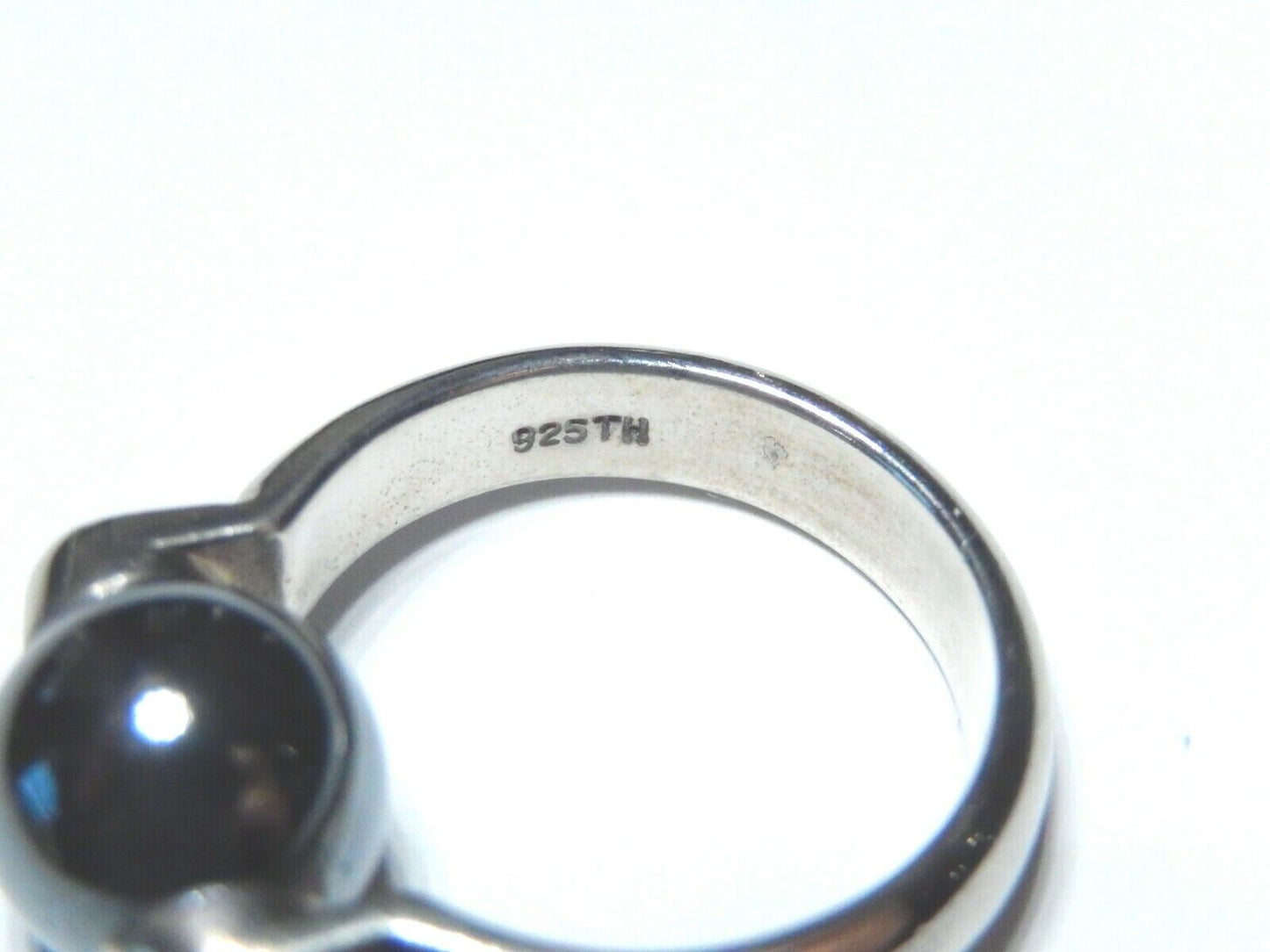 *VINTAGE*  Sterling Silver Spinning 10mm Round Black Hematite Designer Ring Sz 7