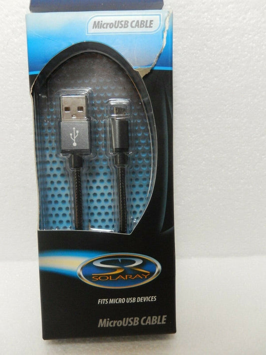 Solaray Micro USB Cable New in Box Braided Wire Copper Pewter Color Ends