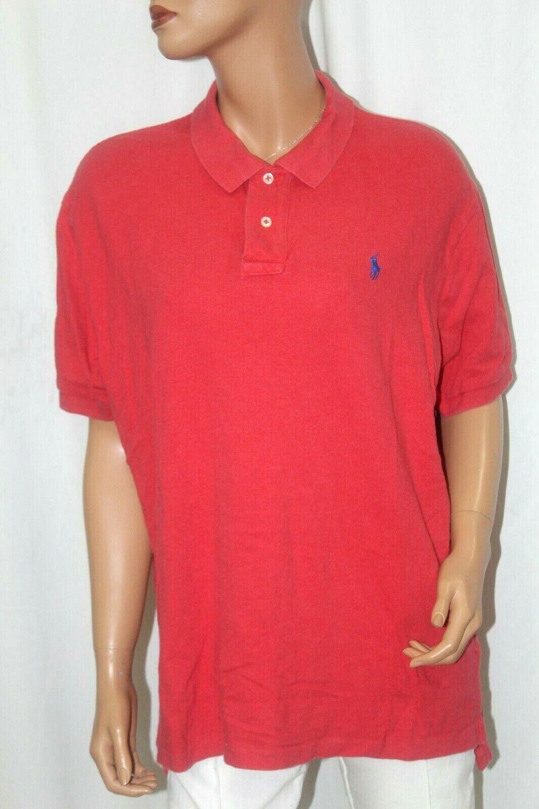 Polo Ralph Lauren Classic Red EXTRA LARGE Mesh Cotton Three Button XL Polo Shirt