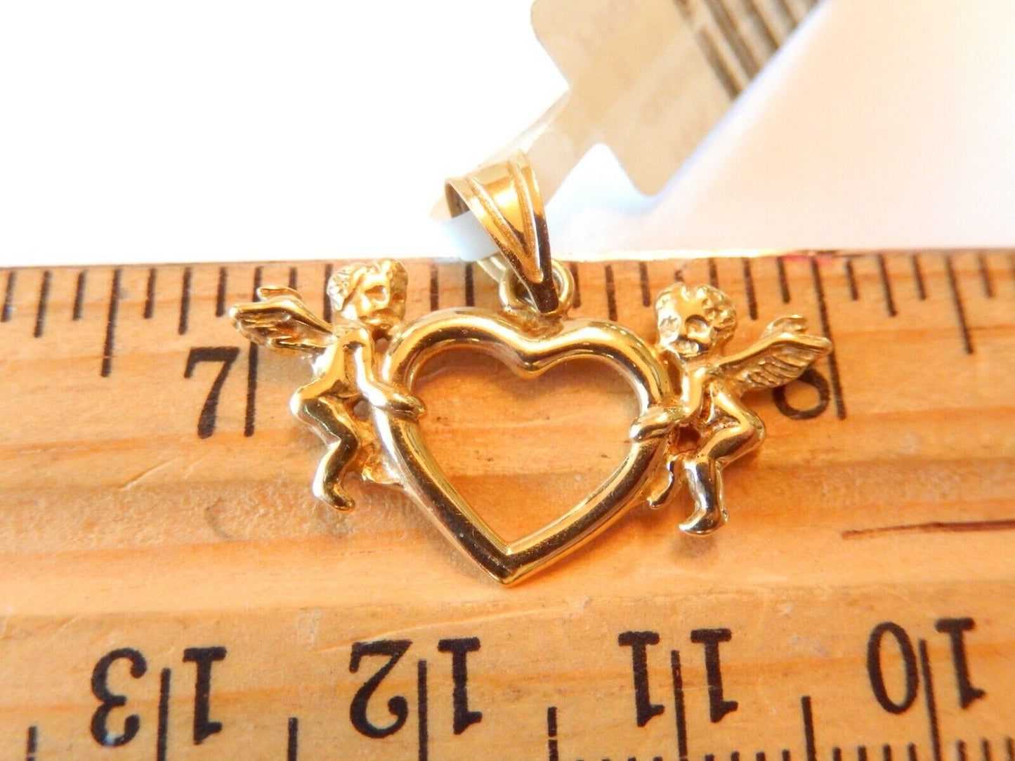 *NEW*  14k Yellow Gold Polished Heart and Angels Pendant