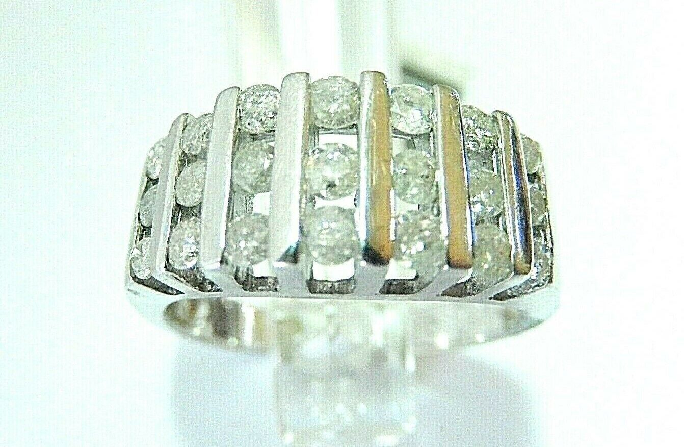 10K White Gold Ladies 1CT Round Diamond Wedding Anniversary Band Ring Size 8.5