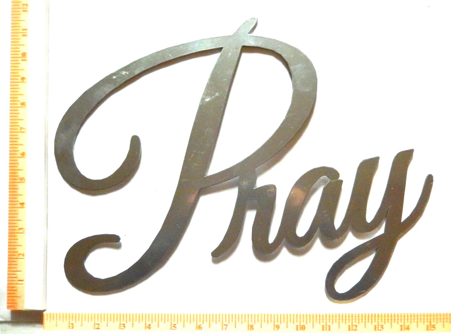 ~NEW~ LARGE - 14ga. "PRAY" Silver Metal Wall Art - 14" x 13"