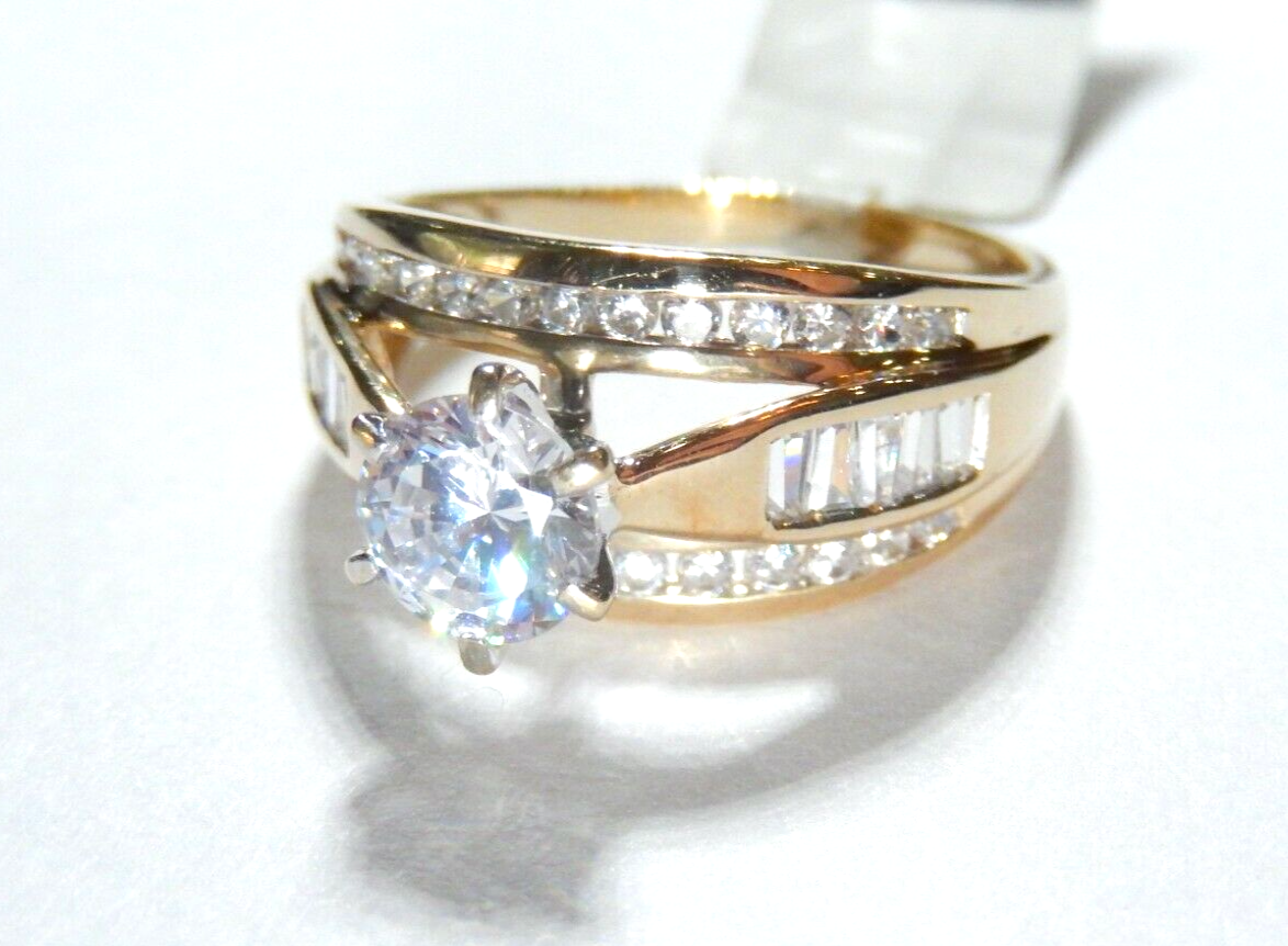 *NWT*  10k Yellow Gold 1.50 CT CZ Pretty Engagement Ring Sz 7.25