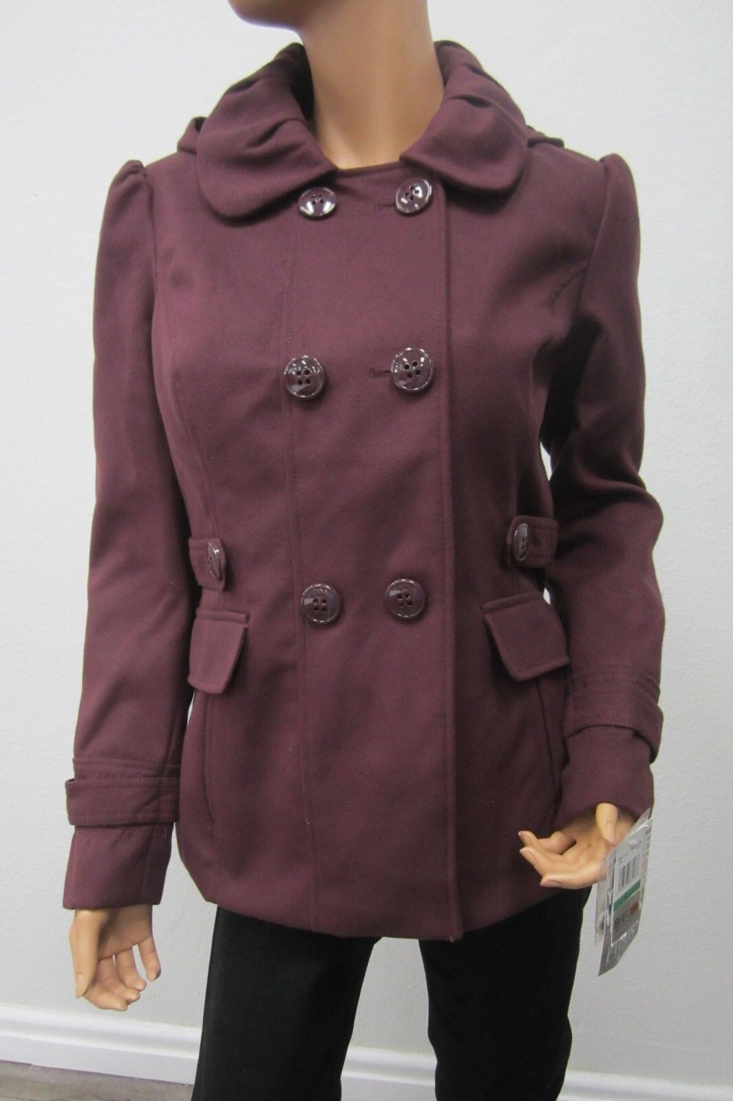 *NWT* CELEBRITY PINK $99 NEW BURGANDY  Hooded Soft Womens Jacket Coat Size Large