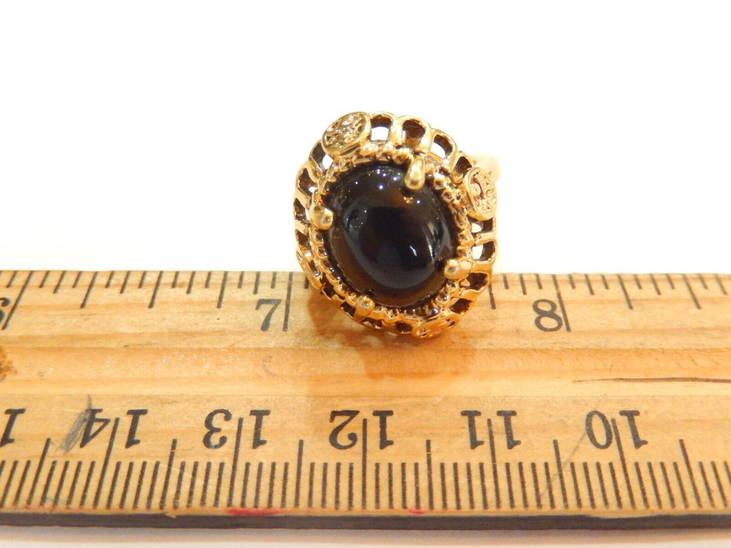 *VINTAGE*  LIND 14K HGE Yellow Gold Plated Black Onyx Ring Size 6