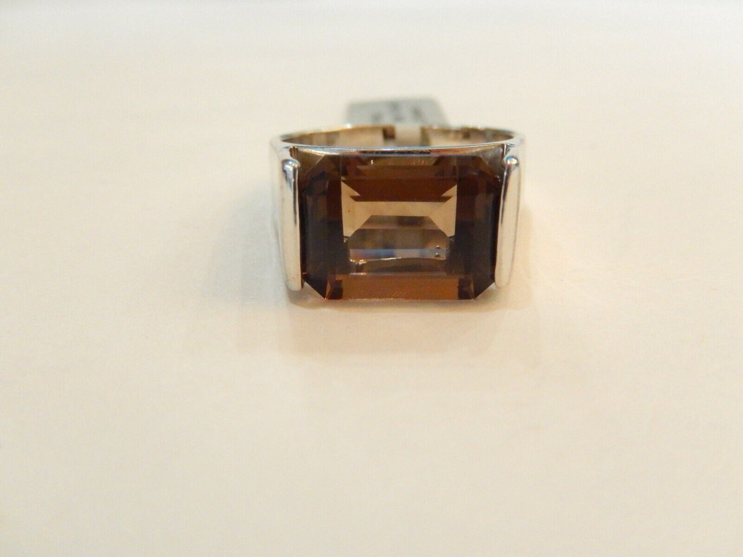 SETA DESIGNER SILVER 925  REAL 6.00 CT Smoky Quartz STATEMENT RING Size 10.25