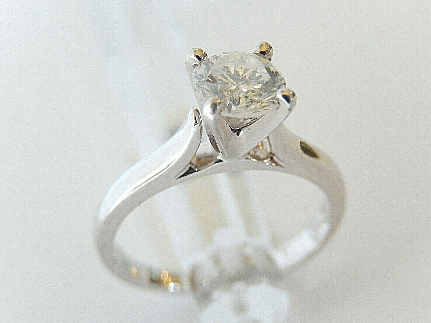 0.82 Ct NATURAL Not Enhanced Diamond Solitaire Ring H/SI1 Round 14K White Gold