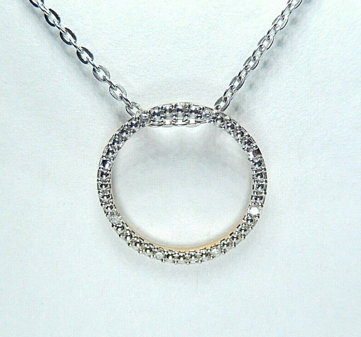 *NWT*  10K YELLOW & WHITE GOLD  ETERNITY CIRCLE DIAMOND PENDANT With 18" Chain