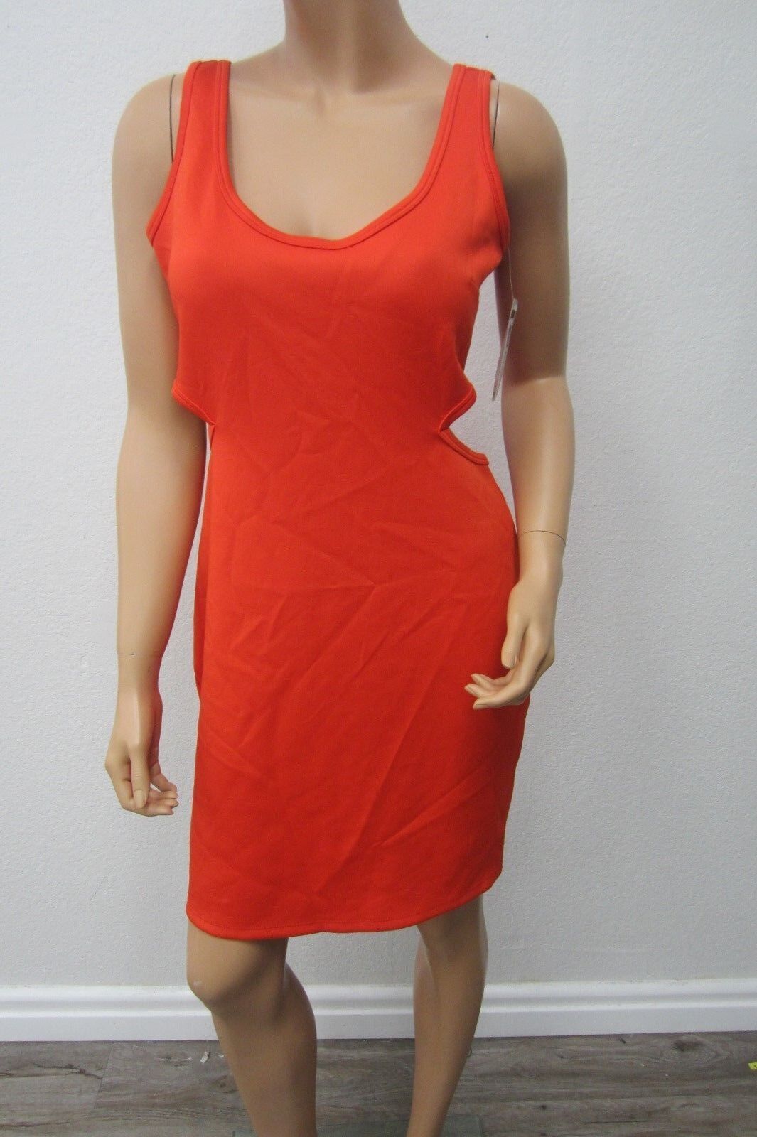 *NWT* Bongo Woman Sexy Orange Club Cut Out Peek-A-Boo Cocktail Dress Size Large