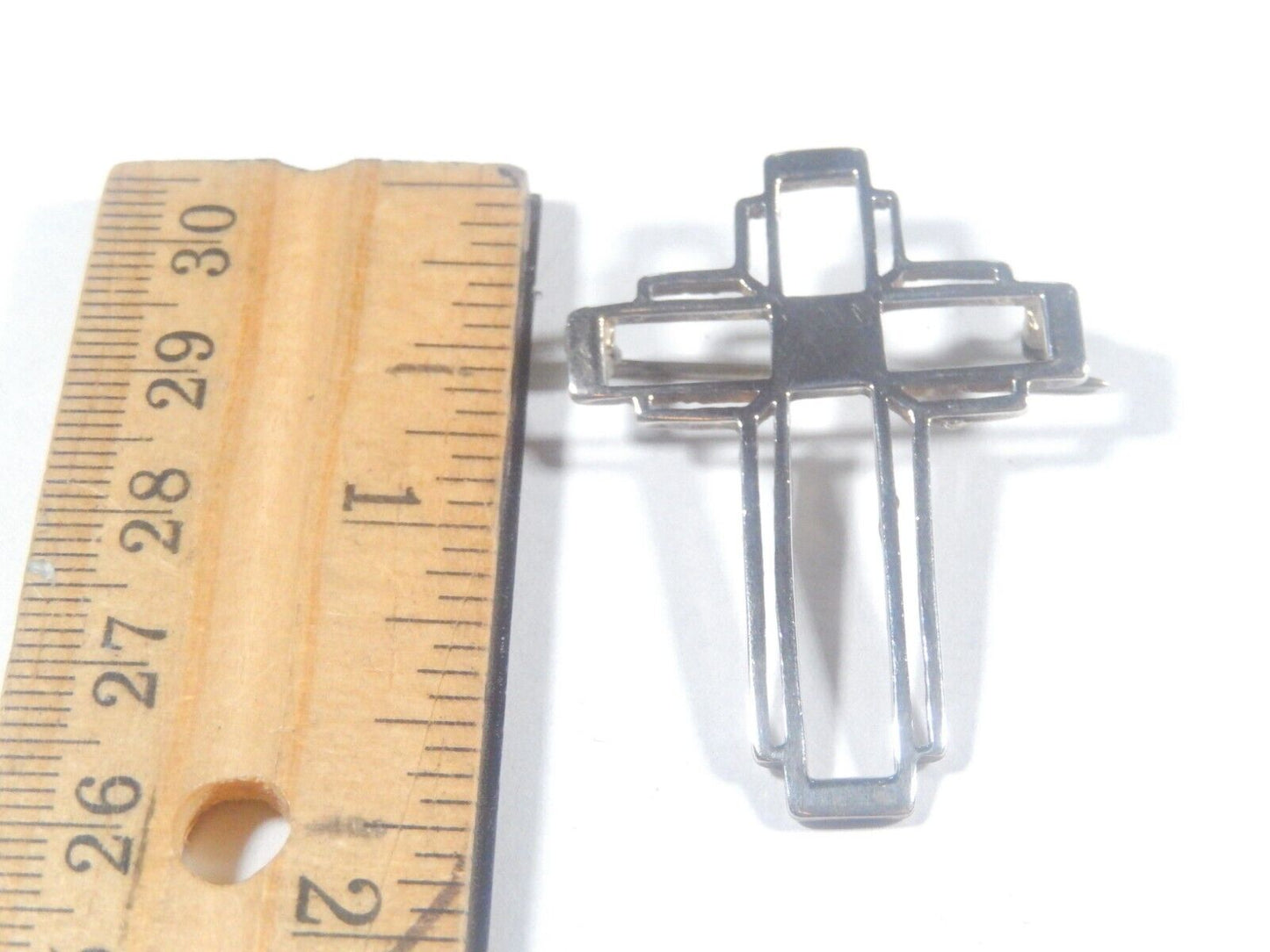 *VINTAGE*  925 Sterling Silver Cut Out  Cross   Brooch Pin