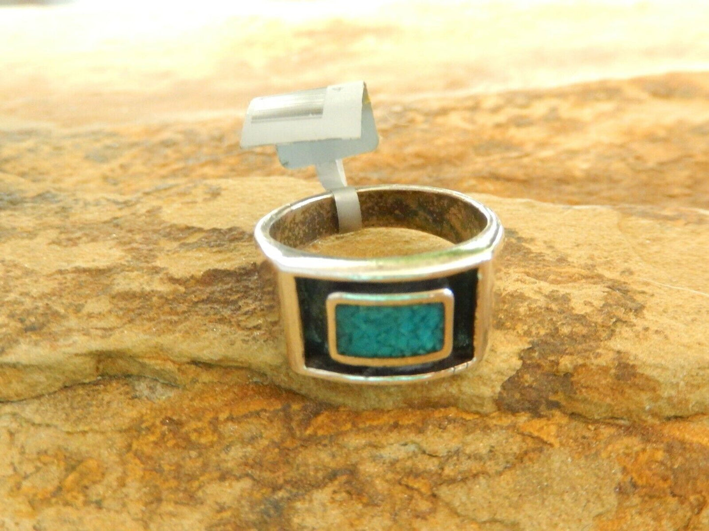 *VINTAGE*   Southwest Sterling Silver Turquoise Ring Size 10.5