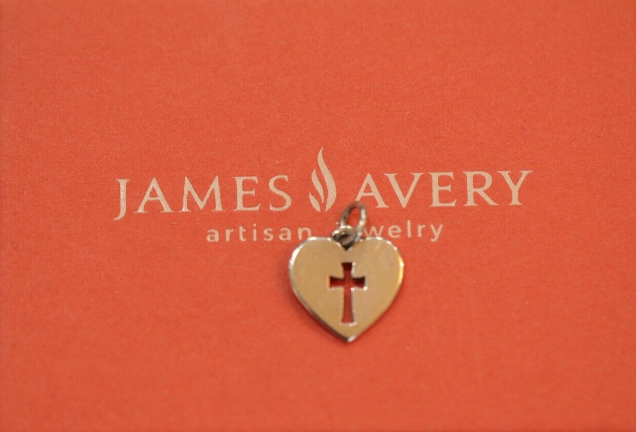 James Avery 925 Sterling Silver Crosslet Heart Religious Charm Pendant Necklace