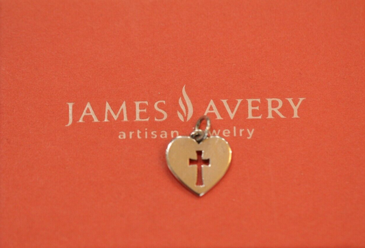 James Avery 925 Sterling Silver Crosslet Heart Religious Charm Pendant Necklace