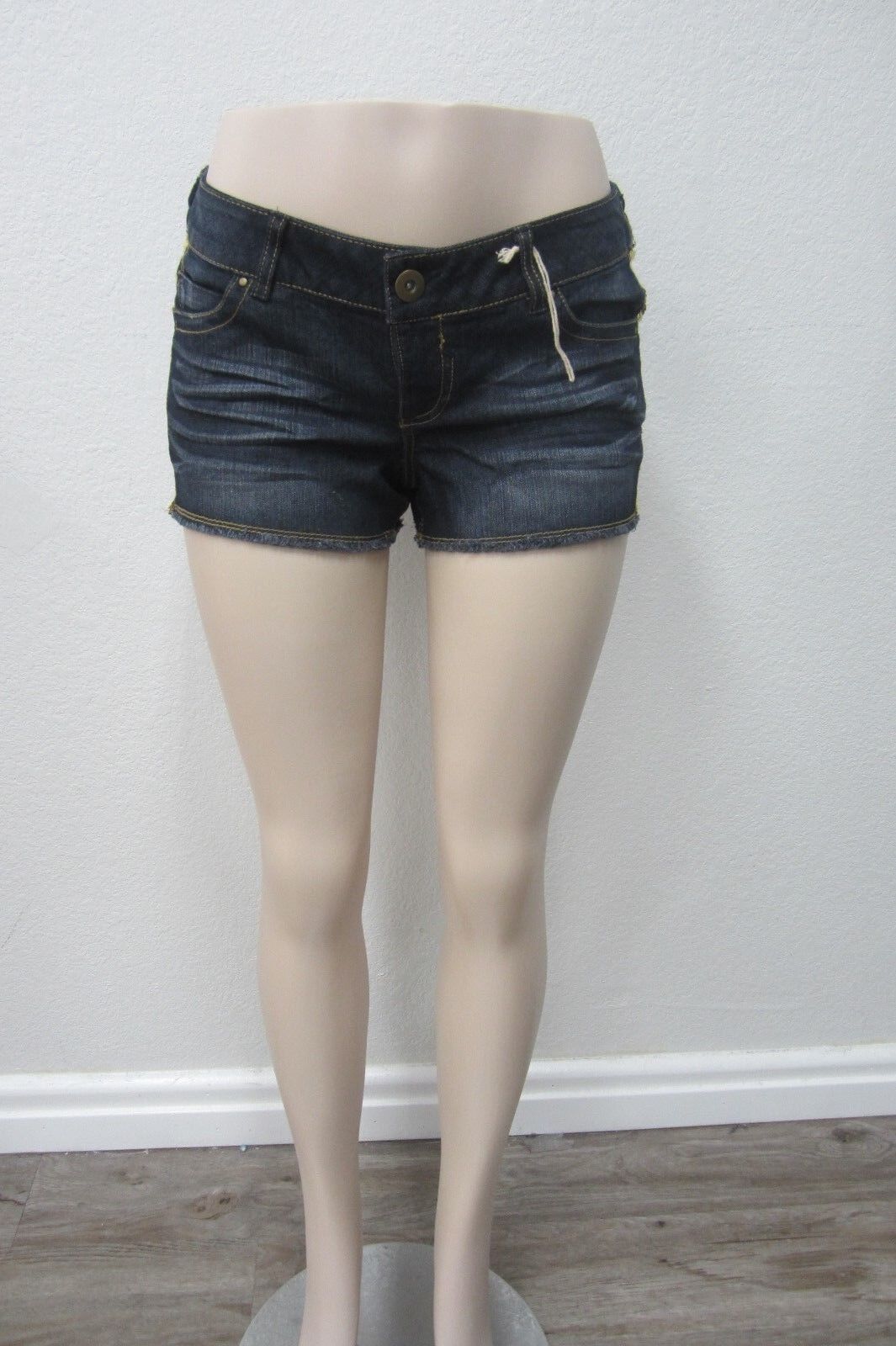 NEW! Mudd  Dark Denim Gold Sequin Shortie Shorts Distressed Cut Offs Size 11