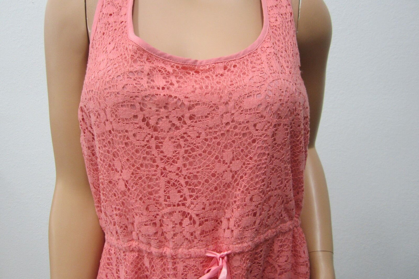 NICE  Lauren Conrad Womens Designer Coral Lace Lined Dress Cotton/Rayon Size XL