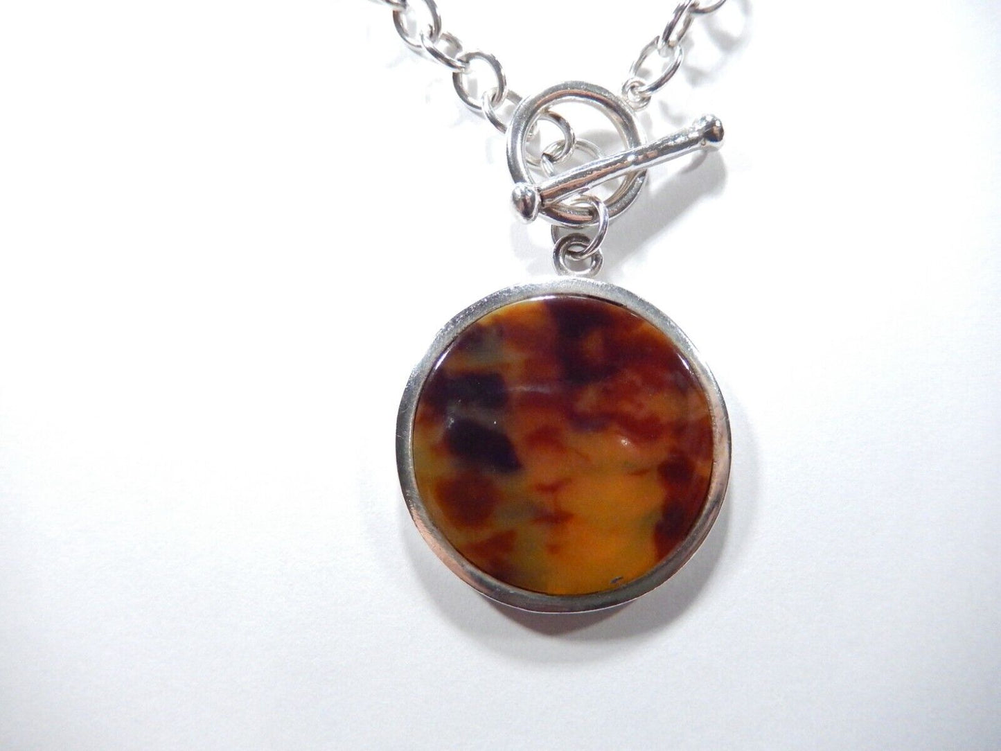 *VINTAGE*  17" Toggle Shell Necklace .925 Sterling Silver LARGE Round Links
