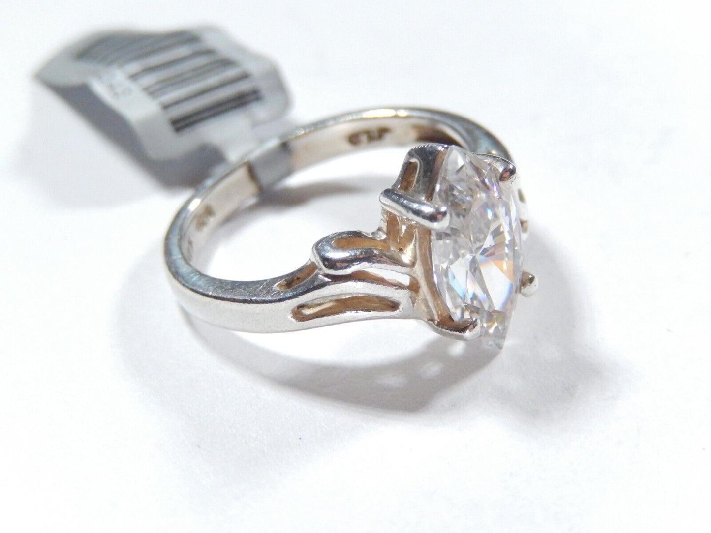 *VINTAGE* Solitaire Sterling Silver 1.50 CT  Marquise Cut CZ Ring Size 6