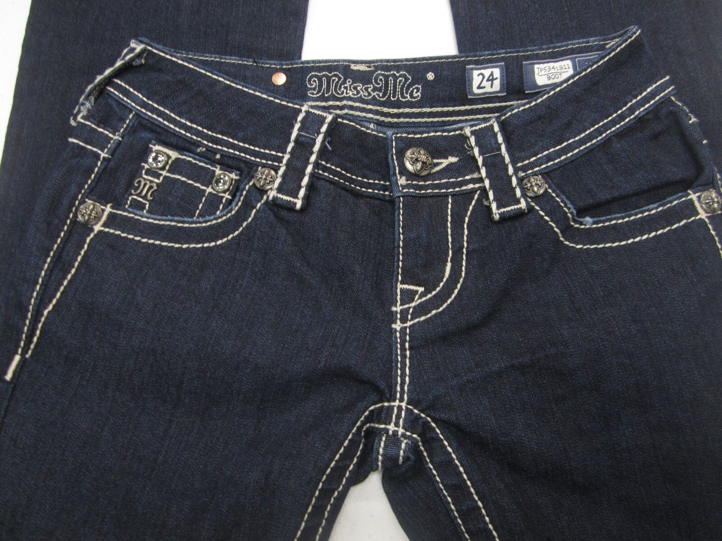 NWOT Miss Me BootJeans JP5341B11 Dark Wash Bling Embroidery Super Cute Siz 24x32