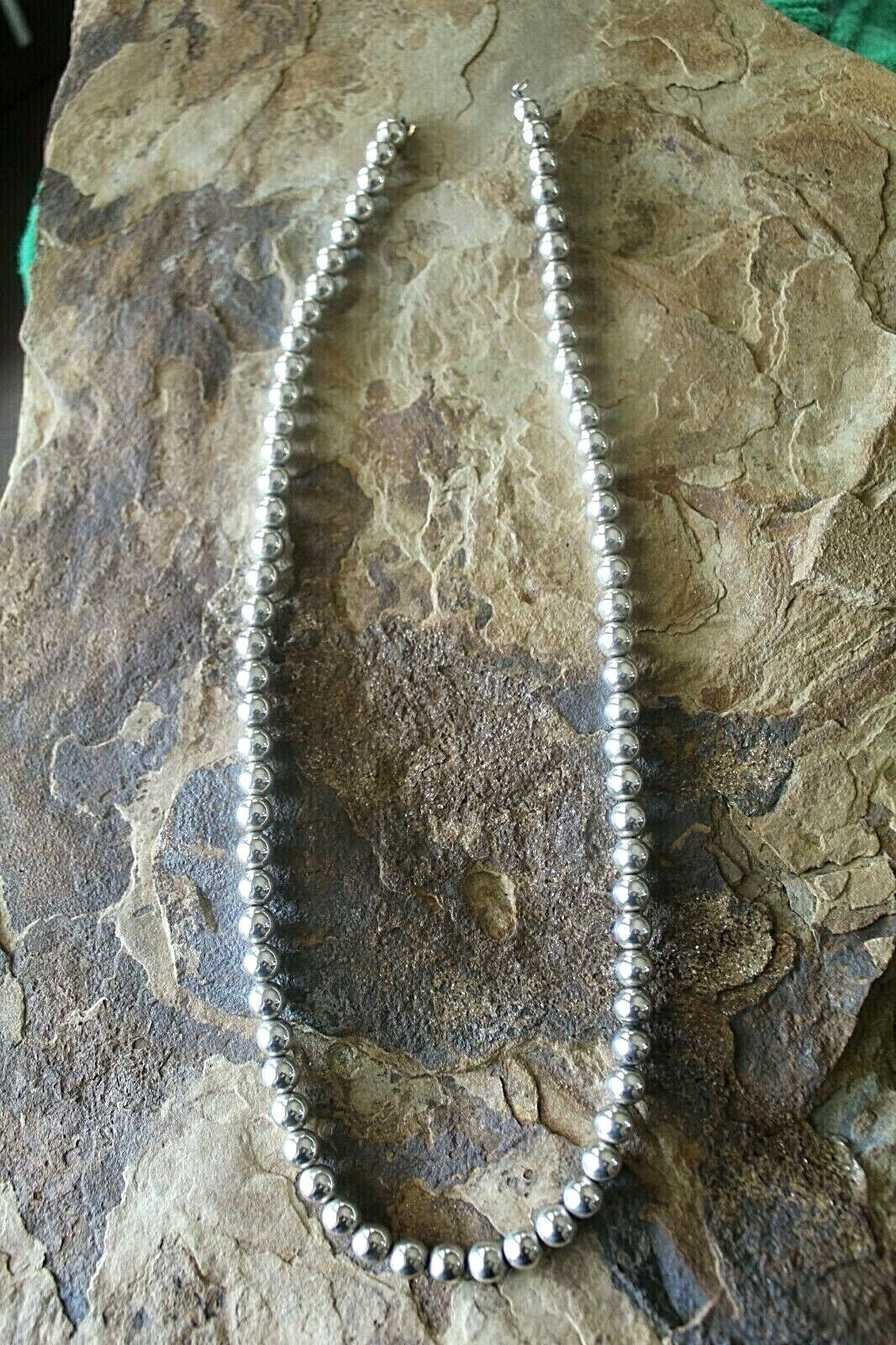 *VINTAGE* Indian Pearl Sterling Silver 925 Sliding 8mm Bead Necklace 24"- 42.8gm
