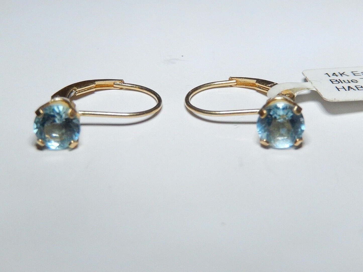 14k Yellow Gold 6mm 1.50 CT Blue Topaz Leverback Earrings