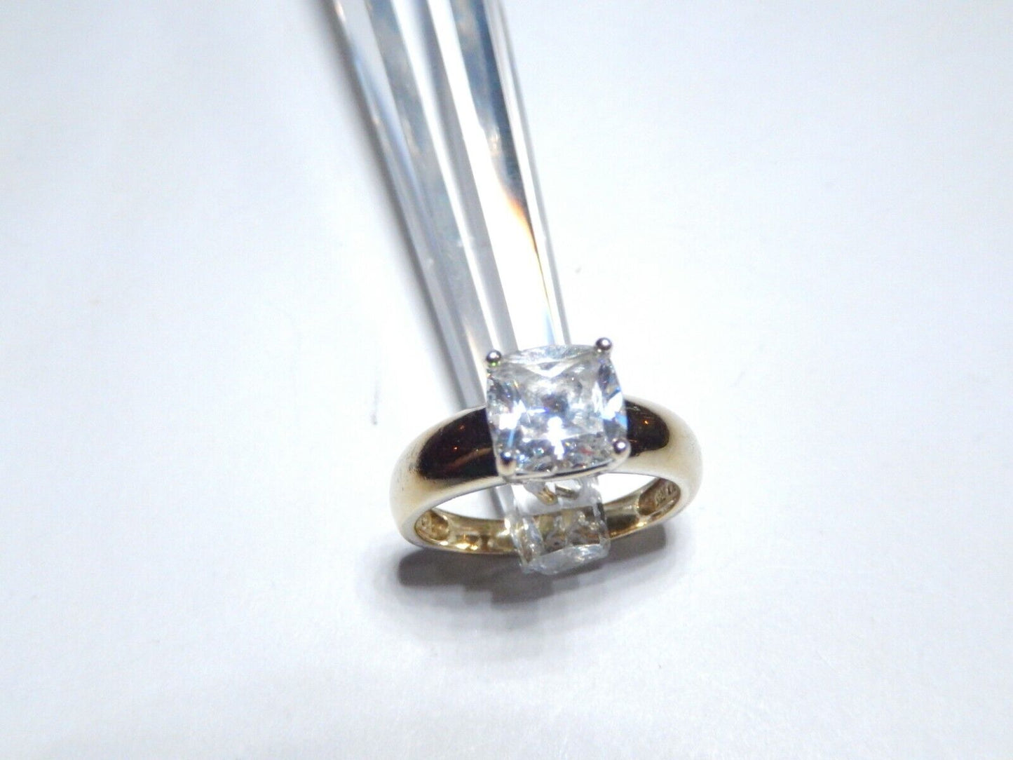 Gold Vermeil 3.0 CT Cushion Cut CZ Solitaire Sterling 925 Ring Size 8