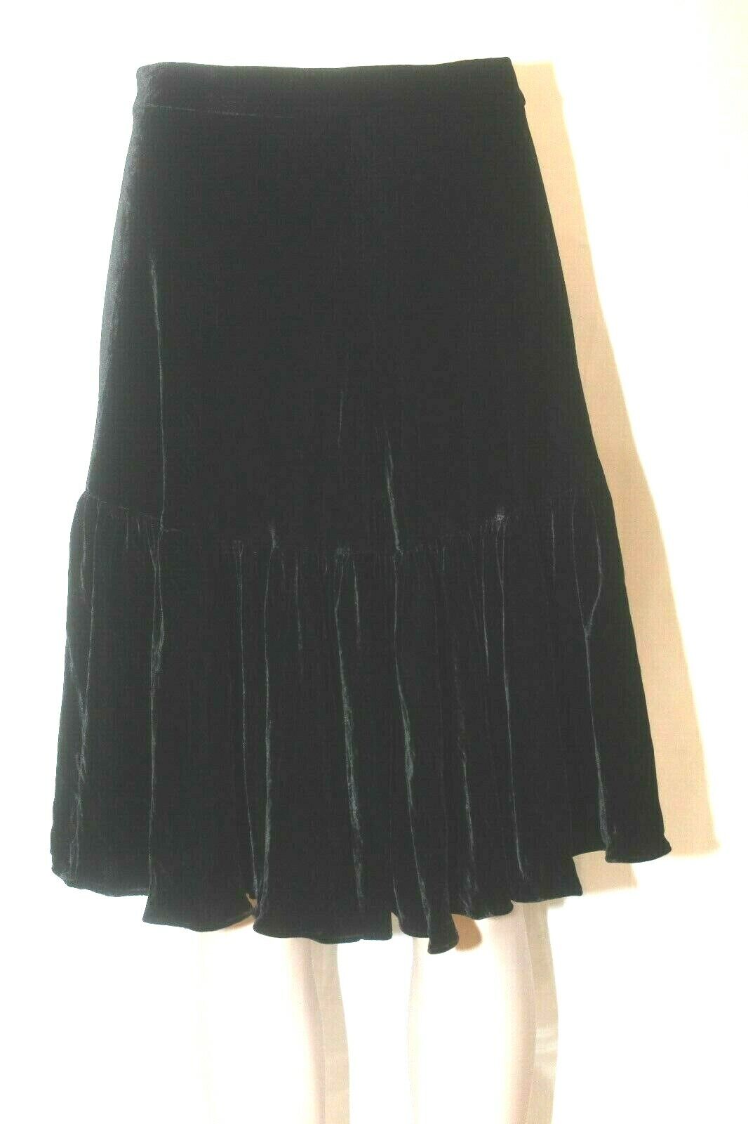 *NWT*  $165. CALVIN KLEIN Womens Black Velvet A-Line Flare Skirt Size 4