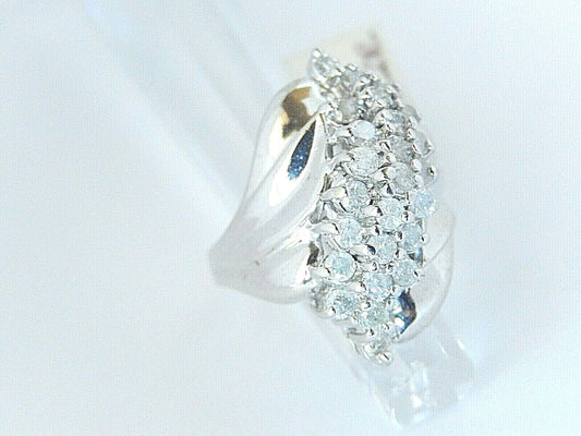 *VINTAGE* 1 Ct Natural Round Diamond 10k White Gold Dome Cluster Ring Sz 9