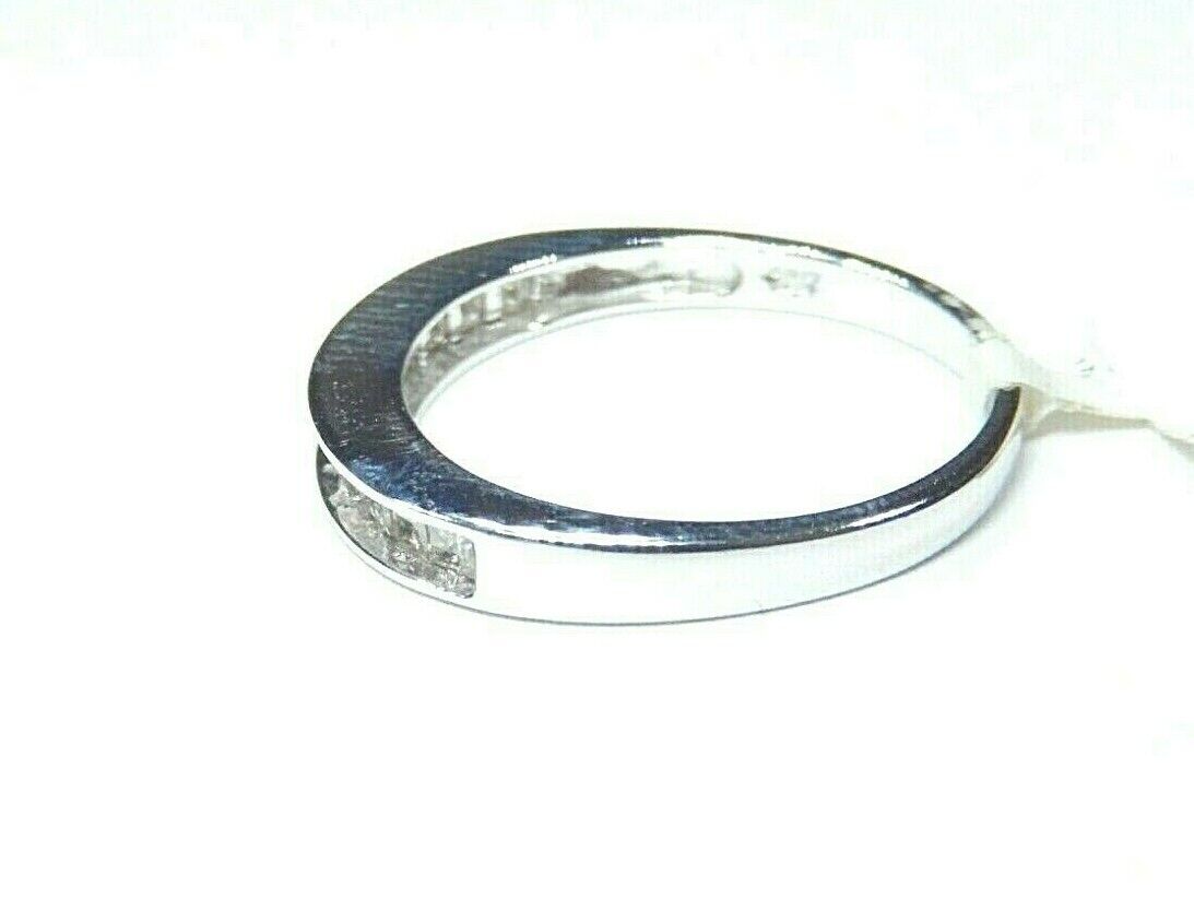 Women's 10K White Gold Channel Set Princess Cut 2/3CT Diamond Bridal Band Ring