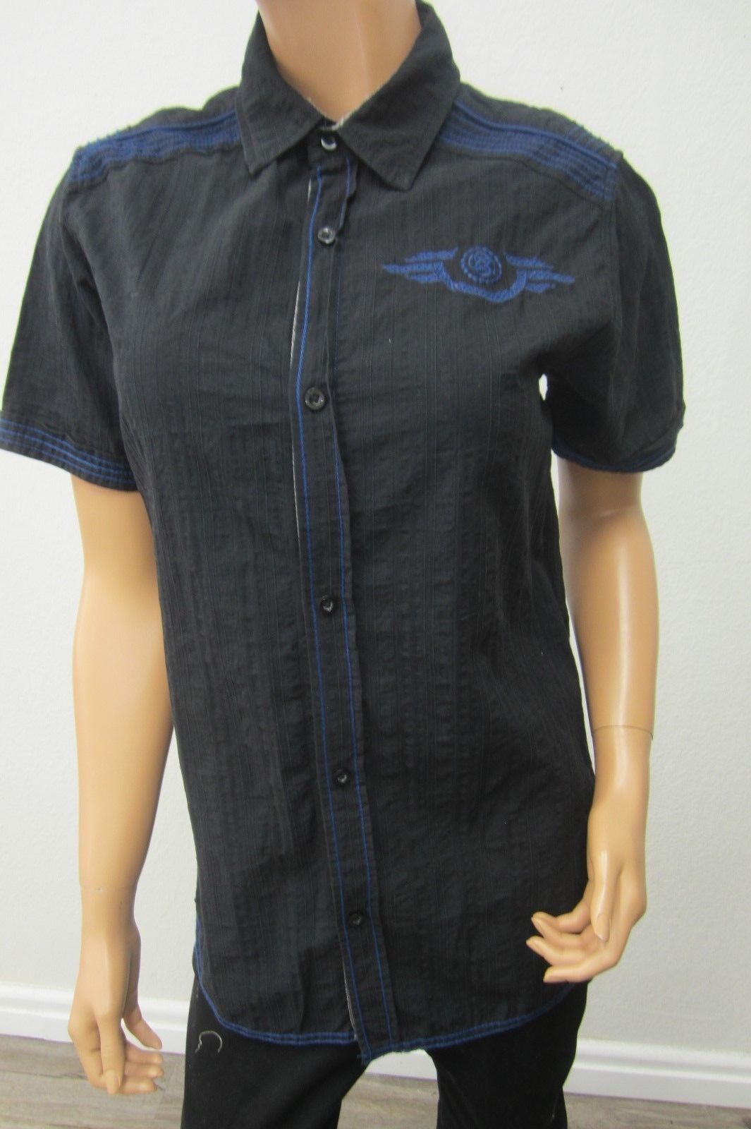 Route 66 Men's Button-up Short Sleeve Embroidered  graphic Shirt, Size S/C