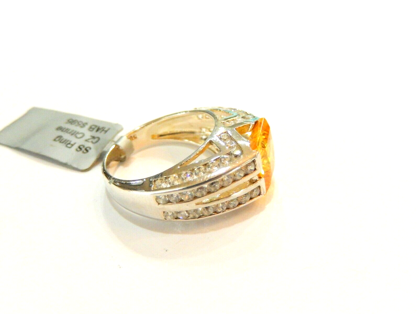 *STUNNING*  Sterling Silver 3.0 CT Citrine  and CZ Ring Size 6.25