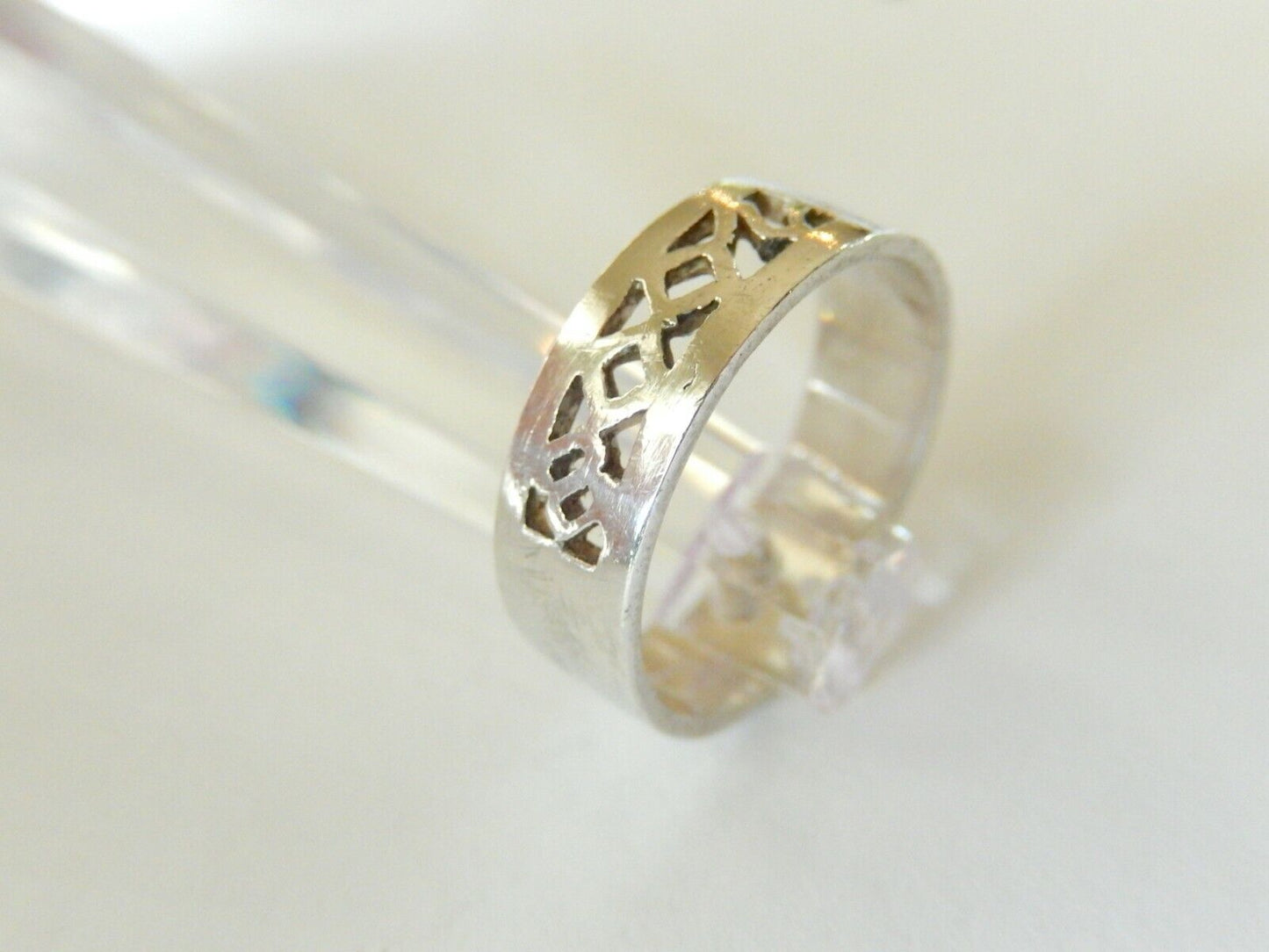 *VINTAGE*  Sterling Silver 6mm Filigree Band Ring Size 8