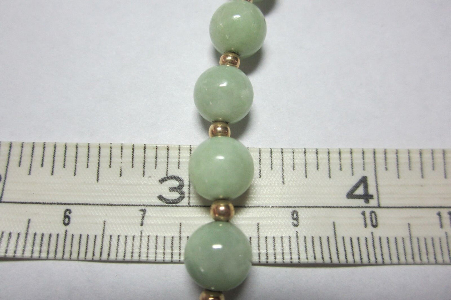 *MINT*LOVELY ANTIQUE CHINESE 14K YELLOW GOLD & GREEN JADEITE JADE BEADS BRACELET