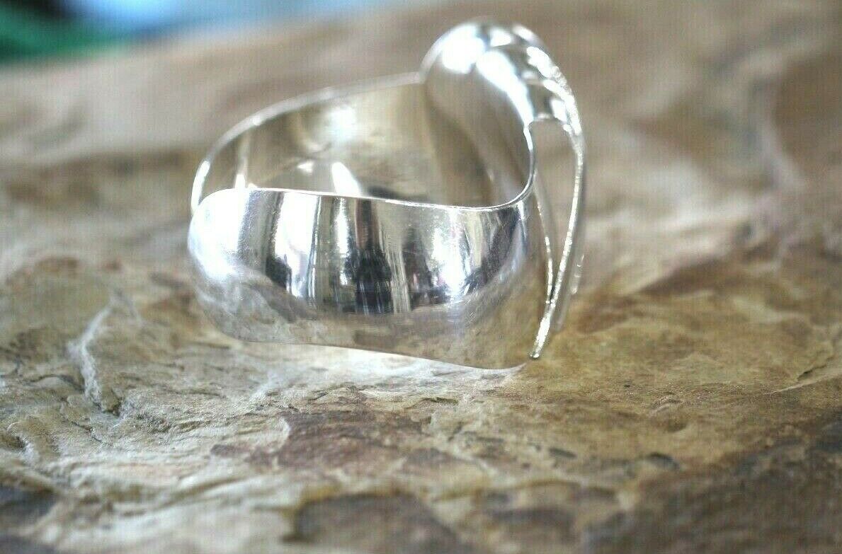 *VINTAGE*  WIDE - HEAVY - Sterling Silver Modernist Style Cuff Bracelet