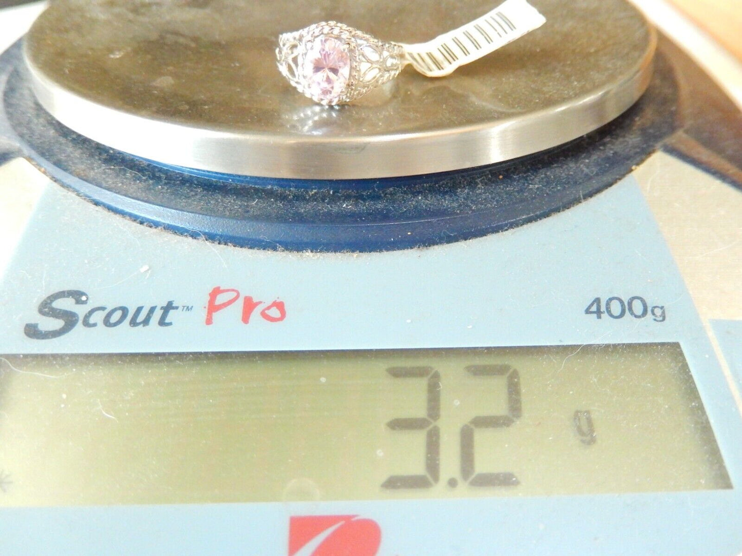 *NWT*  10K White Gold 1.25 CT Oval Lab Created Pink Sapphire Diamond Ring Sz 6