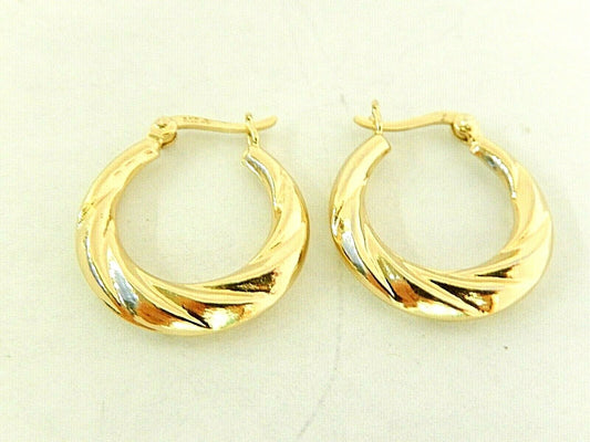 14K Vermeil On Sterling Twisted 20mm Round Hoop Earrings