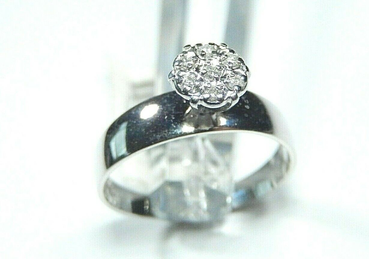 *NWT* 10k White Gold Seven Natural VS Diamond Wedding Engagement Ring Size 5.75