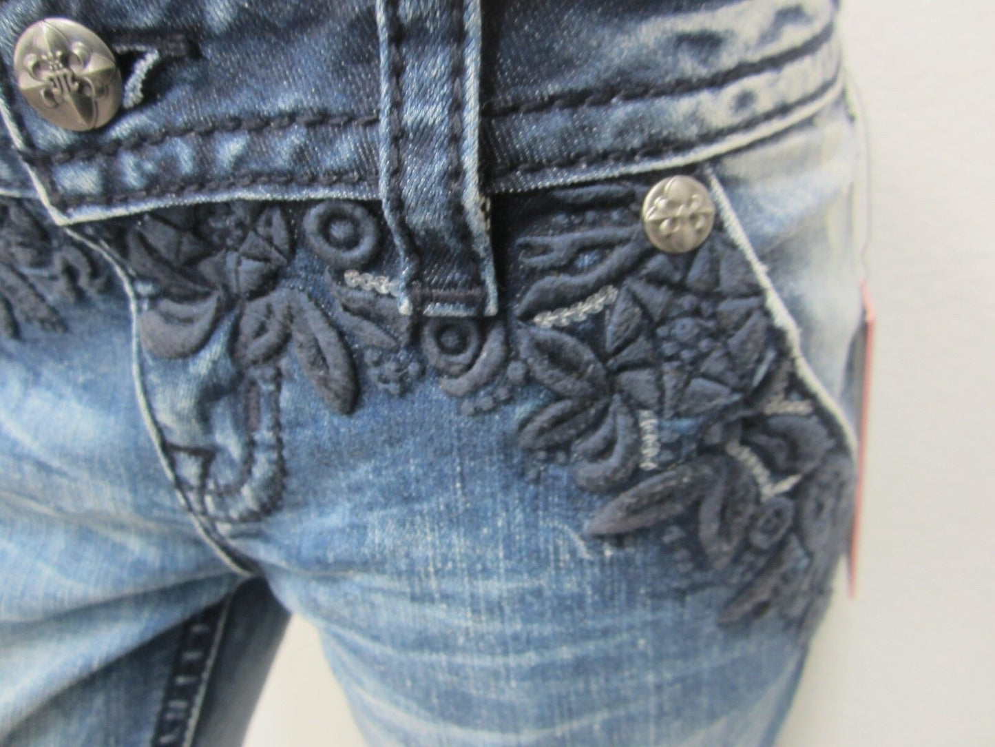 NWT  MISS ME Womens JP7766CK Signature Cuffed Skinny Sequin Denim Jeans 25 X 27