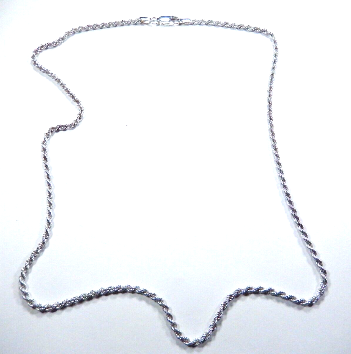 925 Sterling Silver 2.5mm Rope Chain Necklace 20” Jewelry