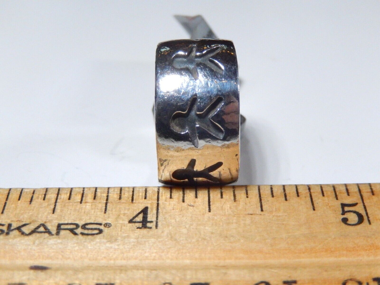 *VINTAGE* SOUTHWEST Sterling Silver Children Playing 10mm Wide Band Ring Sz 5.75
