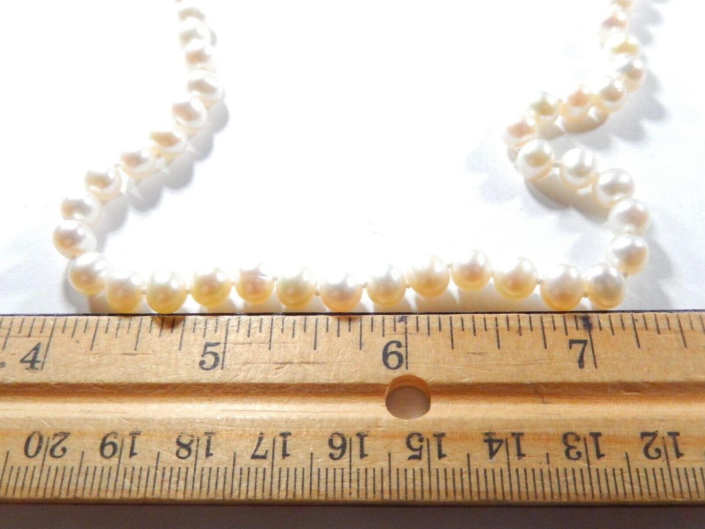 14k Yellow Gold Filigree Clasp 6.75mm Cultured Potato Pearl Knotted Necklace 18"