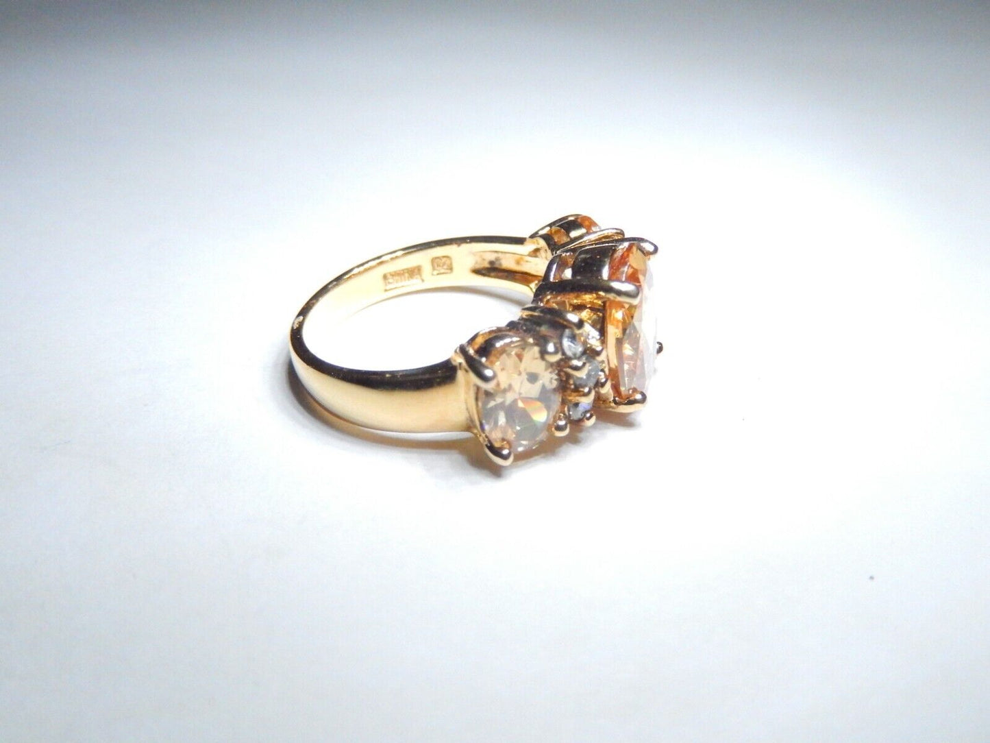 *VINTAGE*  18K Gold  VERMEIL Sterling CZ AND 3.0 CT CITRINE RING SIZE