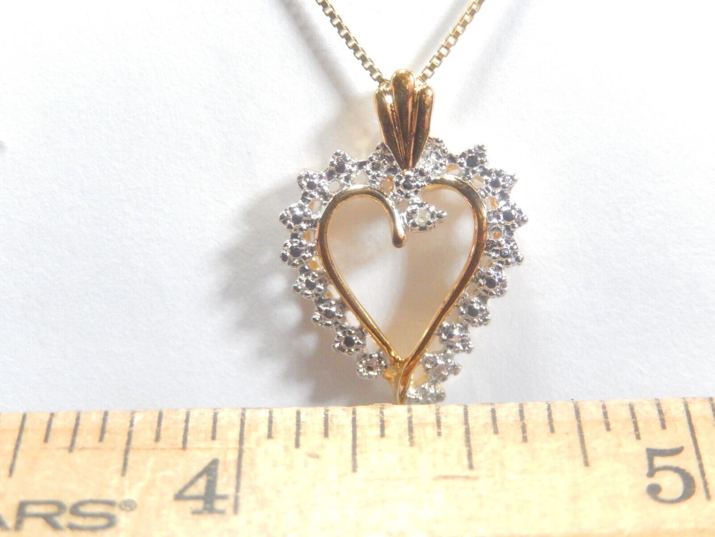 Gold Vermeil Sterling Silver Diamond Heart Pendant w/18" chain
