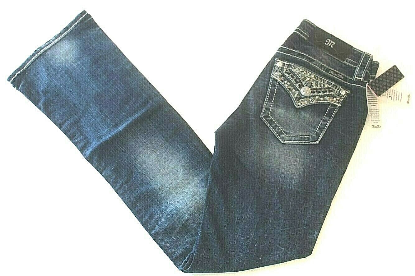 *NWT* $109. Miss Me  Mid Rise Chloe Boot Cut Jeans Wmbellished Pockets Sz 26x34