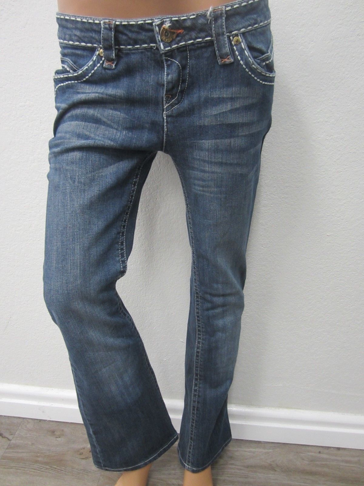 NICE CELLO Studed Cross Pocket Boot Cut Embellished Thick Stitch Jeans Sz 26x30