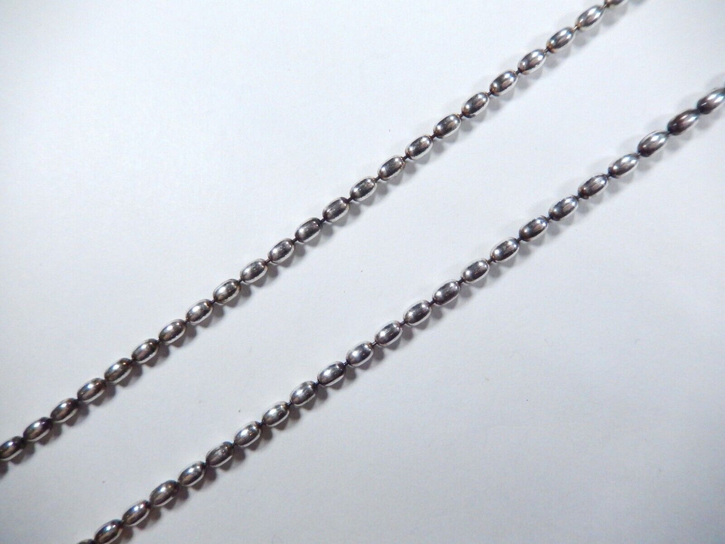 3MM Wide Solid 925 Sterling Silver Italian Oval Rice Bead DOG TAG Chain 42"-26gm