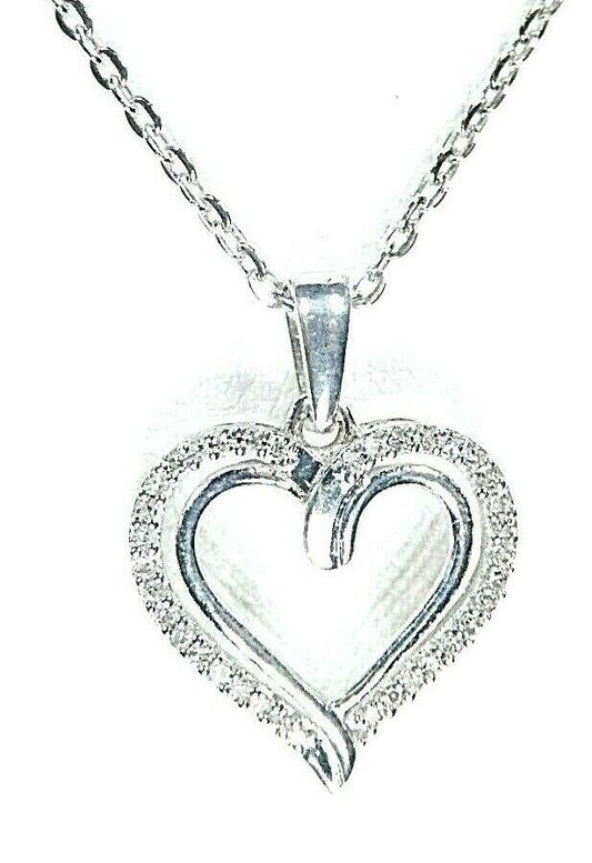 *NEW* 40 Diamond Heart Pendant Necklace in 10K White Gold with 18" Chain