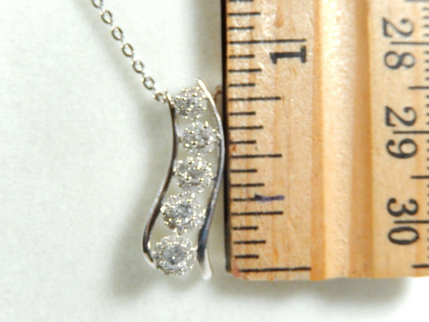 *NWT*  10k White Gold 2/5CT Halo 53 Round Natural Diamond Journey Necklace