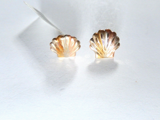 *NWT*  14K Tricolor Diamond-Cut Seashell Shell Earrings