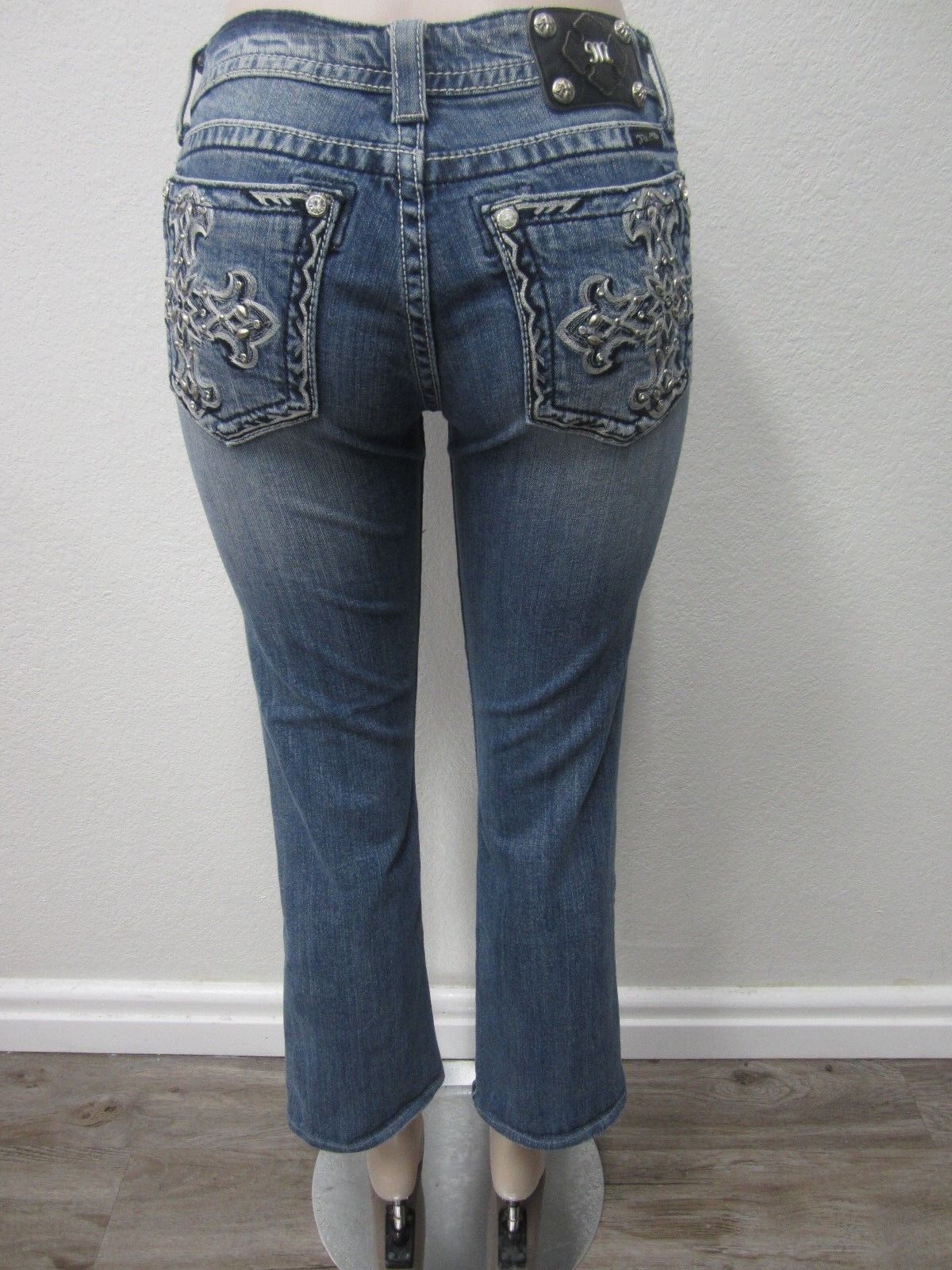 MISS ME WOMEN'S JP5409B EMBELLISHED POCKETS PREMIUM BOOT CUT JEANS Sz 29 x 27