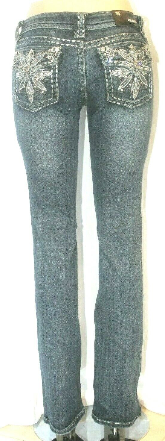 Grace In LA Suuper Embellished Jeans Mid Rise Flap Easy Bootcut Sz 7 (27 x 33.5)